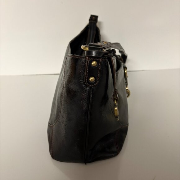 Etienne Aigner Black Leather Shoulder Bag Multiple Compartments Top Zipper - Picture 6 of 10